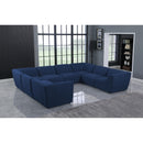  Manufacturer Color_Navy -- Miramar 142" Navy Linen Textured Fabric Upholstered 8 pc Modular Sectional IMAGE 2