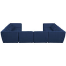  Manufacturer Color_Navy -- Miramar 142" Navy Linen Textured Fabric Upholstered 8 pc Modular Sectional IMAGE 3