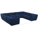  Manufacturer Color_Navy -- Miramar 142" Navy Linen Textured Fabric Upholstered 8 pc Modular Sectional IMAGE 9