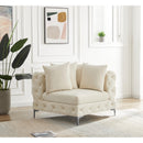  Manufacturer Color_Cream -- Tremblay Cream Velvet Upholstered Modular Corner Chair IMAGE 4