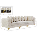  Manufacturer Color_Cream -- Tremblay 109" Cream Velvet Upholstered 3 pc Modular Sofa IMAGE 15