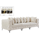  Manufacturer Color_Cream -- Tremblay 109" Cream Velvet Upholstered 3 pc Modular Sofa IMAGE 2