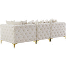  Manufacturer Color_Cream -- Tremblay 109" Cream Velvet Upholstered 3 pc Modular Sofa IMAGE 9