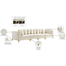  Manufacturer Color_Cream -- Tremblay 139" Cream Velvet Upholstered 4 pc Modular Sofa IMAGE 12