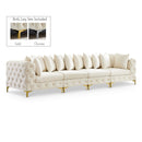  Manufacturer Color_Cream -- Tremblay 139" Cream Velvet Upholstered 4 pc Modular Sofa IMAGE 1