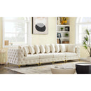  Manufacturer Color_Cream -- Tremblay 139" Cream Velvet Upholstered 4 pc Modular Sofa IMAGE 3