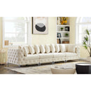  Manufacturer Color_Cream -- Tremblay 139" Cream Velvet Upholstered 4 pc Modular Sofa IMAGE 4