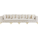  Manufacturer Color_Cream -- Tremblay 139" Cream Velvet Upholstered 4 pc Modular Sofa IMAGE 5