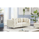  Manufacturer Color_Cream -- Tremblay 79" Cream Velvet Upholstered 2 pc Modular Loveseat IMAGE 4