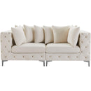  Manufacturer Color_Cream -- Tremblay 79" Cream Velvet Upholstered 2 pc Modular Loveseat IMAGE 6