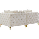  Manufacturer Color_Cream -- Tremblay 79" Cream Velvet Upholstered 2 pc Modular Loveseat IMAGE 9