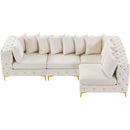  Manufacturer Color_Cream -- Tremblay 109" Cream Velvet Upholstered 4 pc Modular Sectional IMAGE 7