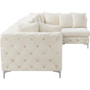  Manufacturer Color_Cream -- Tremblay 139" Cream Velvet Upholstered 5 pc Modular Sectional IMAGE 12