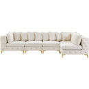  Manufacturer Color_Cream -- Tremblay 139" Cream Velvet Upholstered 5 pc Modular Sectional IMAGE 5