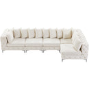  Manufacturer Color_Cream -- Tremblay 139" Cream Velvet Upholstered 5 pc Modular Sectional IMAGE 8