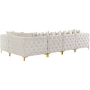  Manufacturer Color_Cream -- Tremblay 139" Cream Velvet Upholstered 5 pc Modular Sectional IMAGE 9