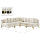  Manufacturer Color_Cream -- Tremblay 99" Cream Velvet Upholstered 5 pc Modular Sectional IMAGE 11