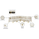  Manufacturer Color_Cream -- Tremblay 99" Cream Velvet Upholstered 5 pc Modular Sectional IMAGE 12