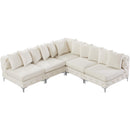  Manufacturer Color_Cream -- Tremblay 99" Cream Velvet Upholstered 5 pc Modular Sectional IMAGE 6