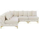 Manufacturer Color_Cream -- Tremblay 99" Cream Velvet Upholstered 5 pc Modular Sectional IMAGE 9