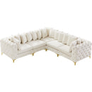  Manufacturer Color_Cream -- Tremblay 109" Cream Velvet Upholstered 5 pc Modular Sectional IMAGE 5