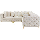  Manufacturer Color_Cream -- Tremblay 109" Cream Velvet Upholstered 5 pc Modular Sectional IMAGE 9