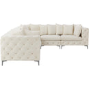  Manufacturer Color_Cream -- Tremblay 139" Cream Velvet Upholstered 6 pc Modular Sectional IMAGE 10