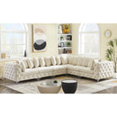  Manufacturer Color_Cream -- Tremblay 139" Cream Velvet Upholstered 6 pc Modular Sectional IMAGE 4