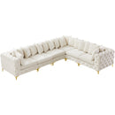  Manufacturer Color_Cream -- Tremblay 139" Cream Velvet Upholstered 6 pc Modular Sectional IMAGE 5