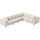  Manufacturer Color_Cream -- Tremblay 139" Cream Velvet Upholstered 6 pc Modular Sectional IMAGE 6