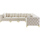  Manufacturer Color_Cream -- Tremblay 139" Cream Velvet Upholstered 6 pc Modular Sectional IMAGE 7