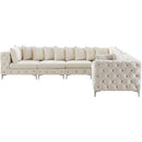  Manufacturer Color_Cream -- Tremblay 139" Cream Velvet Upholstered 6 pc Modular Sectional IMAGE 8