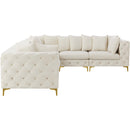  Manufacturer Color_Cream -- Tremblay 139" Cream Velvet Upholstered 6 pc Modular Sectional IMAGE 9