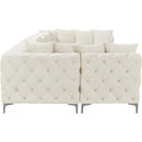  Manufacturer Color_Cream -- Tremblay 139" Cream Velvet Upholstered 6 pc Modular Sectional IMAGE 10