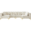  Manufacturer Color_Cream -- Tremblay 139" Cream Velvet Upholstered 6 pc Modular Sectional IMAGE 5