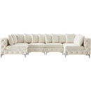  Manufacturer Color_Cream -- Tremblay 139" Cream Velvet Upholstered 6 pc Modular Sectional IMAGE 6