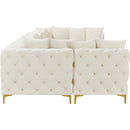  Manufacturer Color_Cream -- Tremblay 139" Cream Velvet Upholstered 6 pc Modular Sectional IMAGE 9