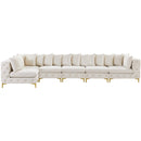  Manufacturer Color_Cream -- Tremblay 169" Cream Velvet Upholstered 6 pc Modular Sectional IMAGE 5