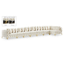  Manufacturer Color_Cream -- Tremblay 228" Cream Velvet Upholstered 8 pc Modular Sectional IMAGE 1