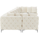  Manufacturer Color_Cream -- Tremblay 198" Cream Velvet Upholstered 9 pc Modular Sectional IMAGE 10