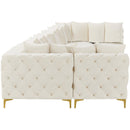  Manufacturer Color_Cream -- Tremblay 198" Cream Velvet Upholstered 9 pc Modular Sectional IMAGE 9