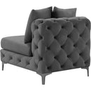  Manufacturer Color_Grey -- Tremblay Grey Velvet Upholstered Modular Armless Chair IMAGE 10