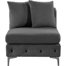 Manufacturer Color_Grey -- Tremblay Grey Velvet Upholstered Modular Armless Chair IMAGE 6