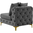  Manufacturer Color_Grey -- Tremblay Grey Velvet Upholstered Modular Armless Chair IMAGE 9