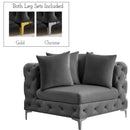  Manufacturer Color_Grey -- Tremblay Grey Velvet Upholstered Modular Corner Chair IMAGE 2