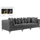  Manufacturer Color_Grey -- Tremblay 109" Grey Velvet Upholstered 3 pc Modular Sofa IMAGE 2