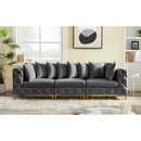  Manufacturer Color_Grey -- Tremblay 109" Grey Velvet Upholstered 3 pc Modular Sofa IMAGE 3