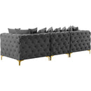  Manufacturer Color_Grey -- Tremblay 109" Grey Velvet Upholstered 3 pc Modular Sofa IMAGE 9