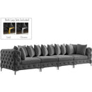  Manufacturer Color_Grey -- Tremblay 139" Grey Velvet Upholstered 4 pc Modular Sofa IMAGE 2