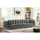  Manufacturer Color_Grey -- Tremblay 139" Grey Velvet Upholstered 4 pc Modular Sofa IMAGE 4